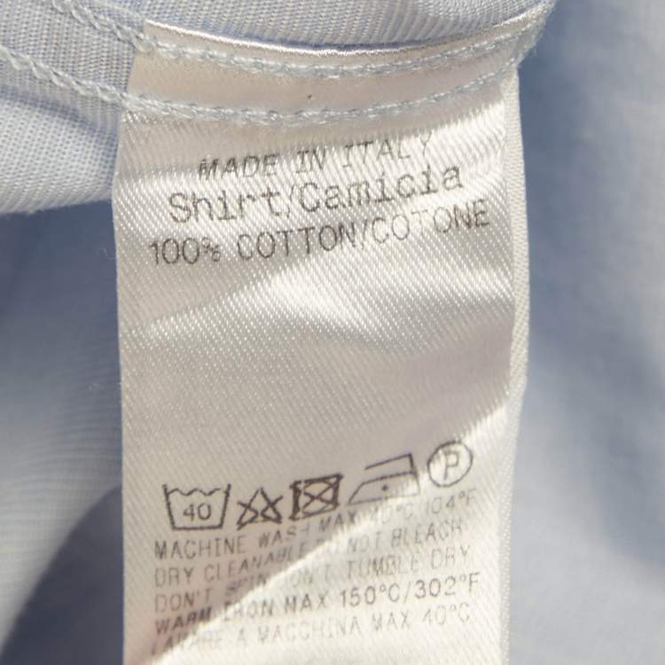 Pre Owned Gucci Blue Cotton Long Sleeve Skinny Shirt M