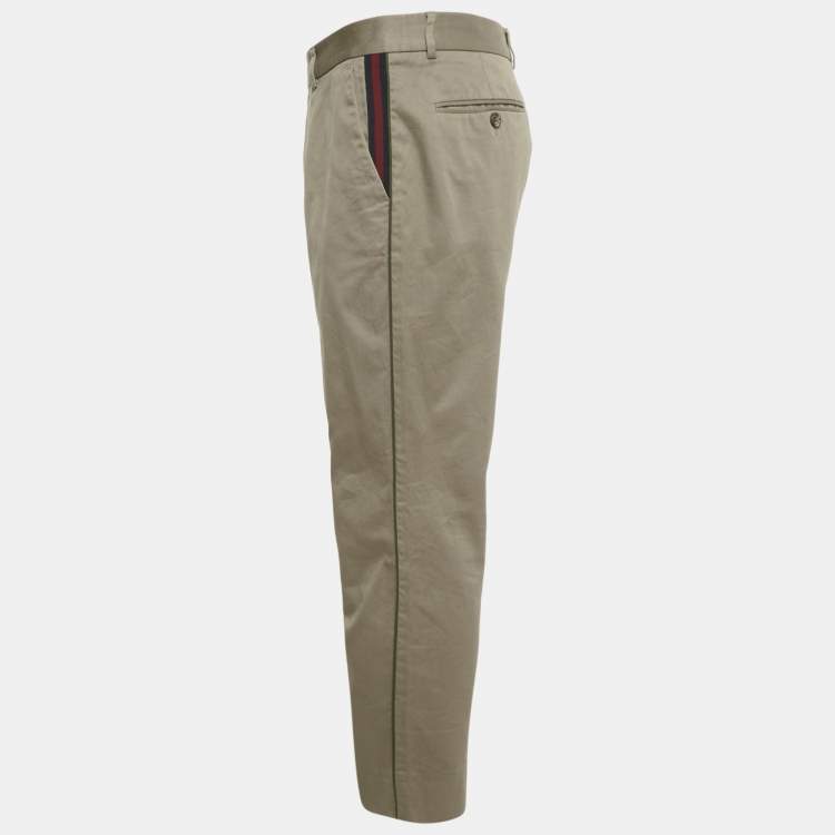 Pre Owned Gucci Beige Gabardine Trousers XL
