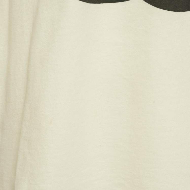 Pre Owned Gucci Cream Logo Print Jersey Crewneck T-Shirt M