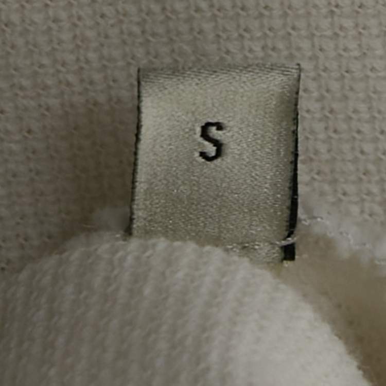 Pre Owned Gucci White Embroidered Cotton Rib Collar Polo T-Shirt S