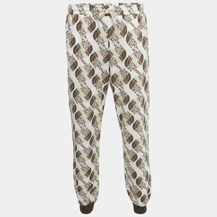 Pre Owned Gucci x The North Face Logo Print Cotton Blend Knit Lounge Pants L