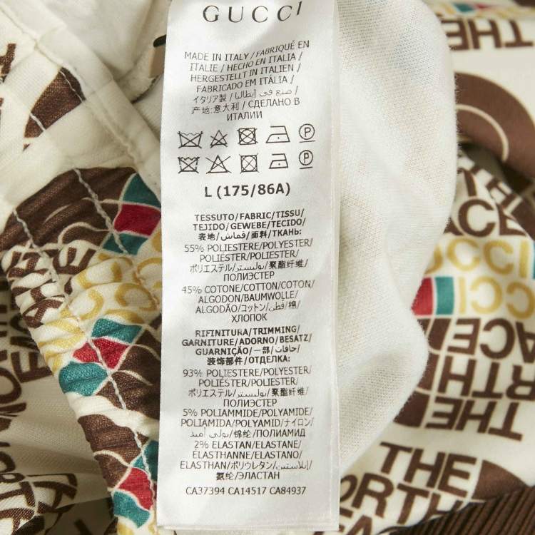 Pre Owned Gucci x The North Face Logo Print Cotton Blend Knit Lounge Pants L