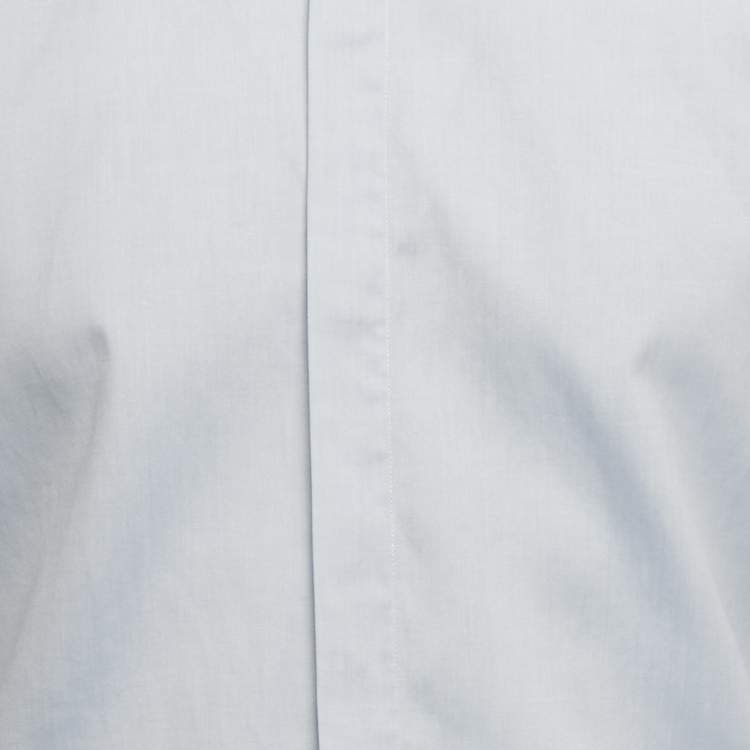 مملوكة مسبقًا Gucci Blue Floral Applique Oxford Cotton Shirt M