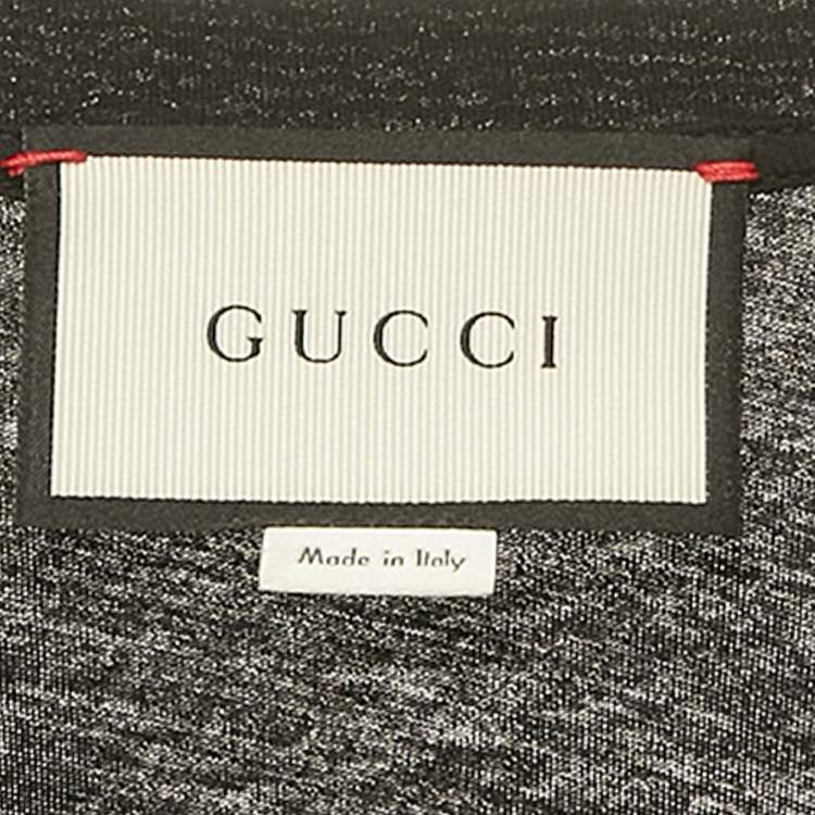 Pre Owned Gucci Black L'Aveugle Par Amour Tiger Print Cotton Distressed T-Shirt XS