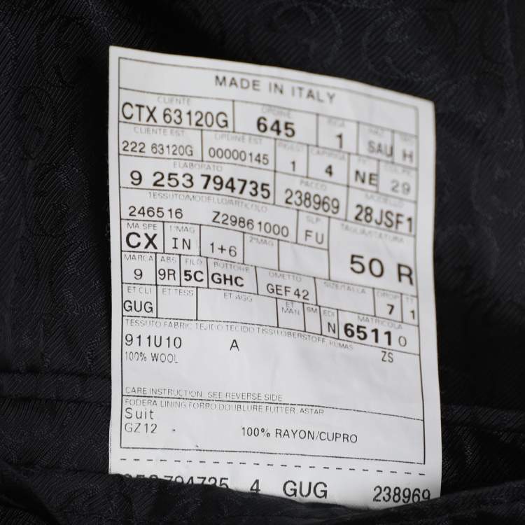 Pre Owned Gucci Black Wool Suit Set L