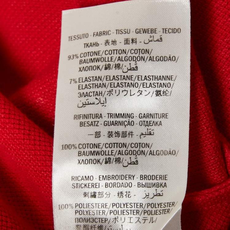 Pre Owned Gucci Red Logo Applique Cotton Polo T-Shirt M 