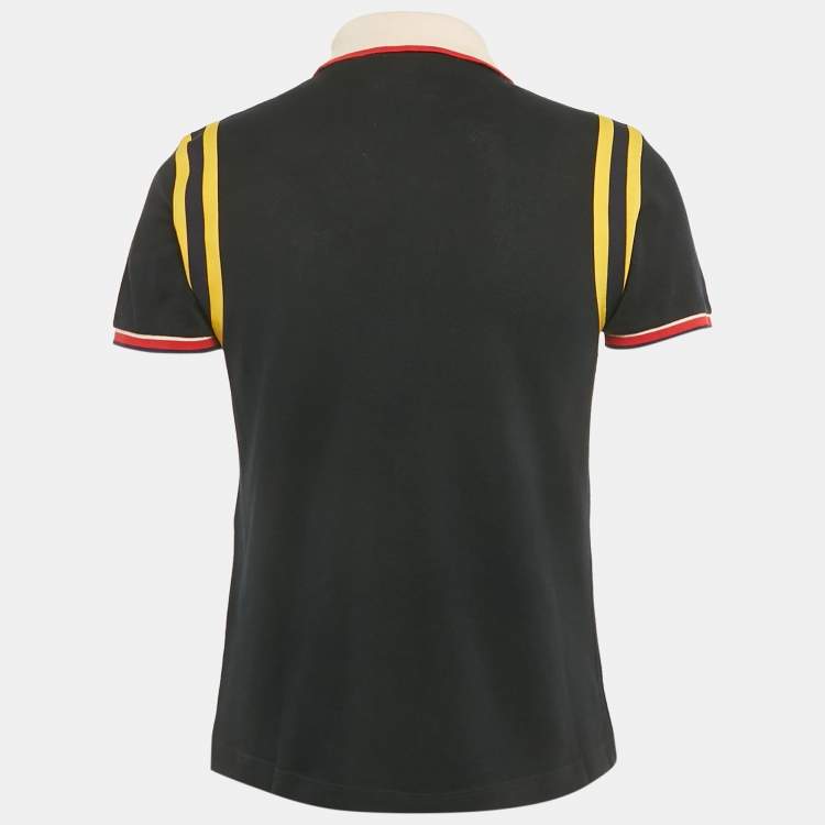 Pre Owned Gucci Black Contrast Trim Cotton Polo T-Shirt M