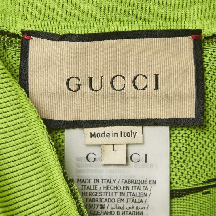 Pre Owned Gucci Neon Green GG Pattern Jersey Leggings L 
