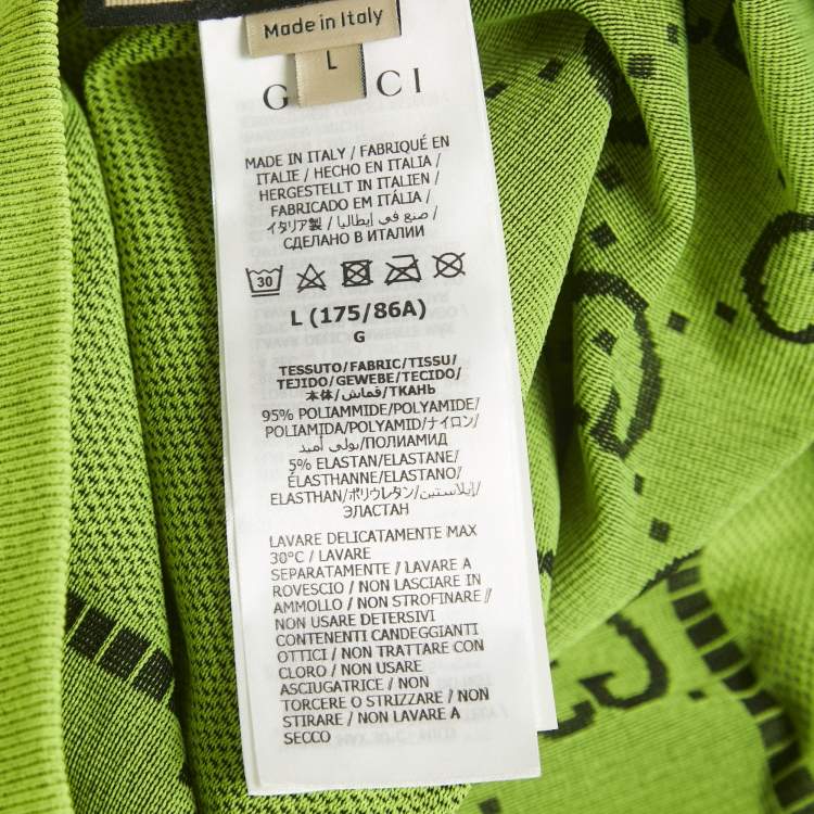 Pre Owned Gucci Neon Green GG Pattern Jersey Leggings L 