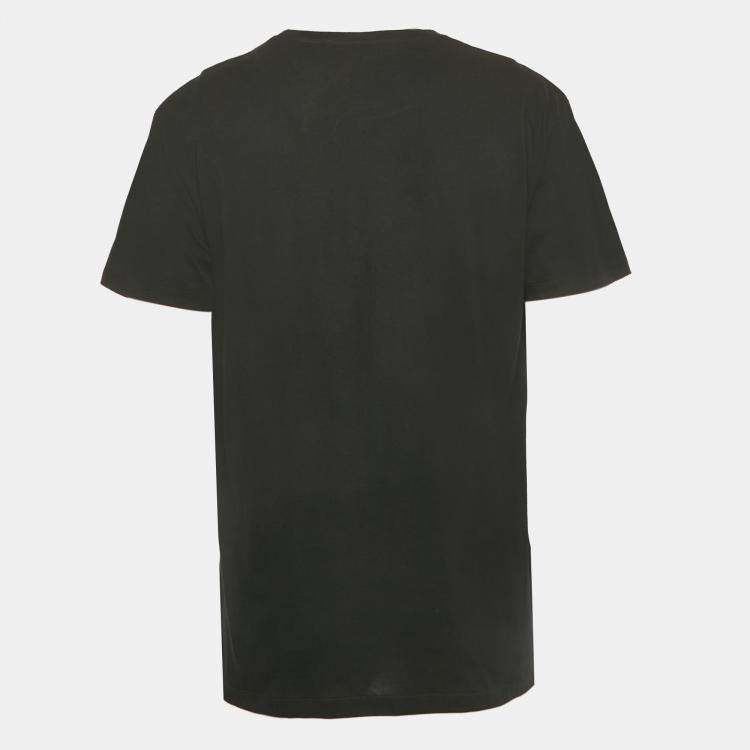 Pre Owned Gucci Black Logo Print Cotton Crew Neck T-Shirt M