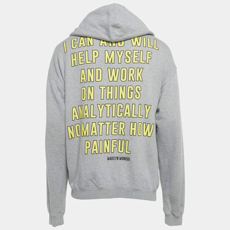Pre Owned Gucci Grey Printed Cotton Hooded Sweatshirt M