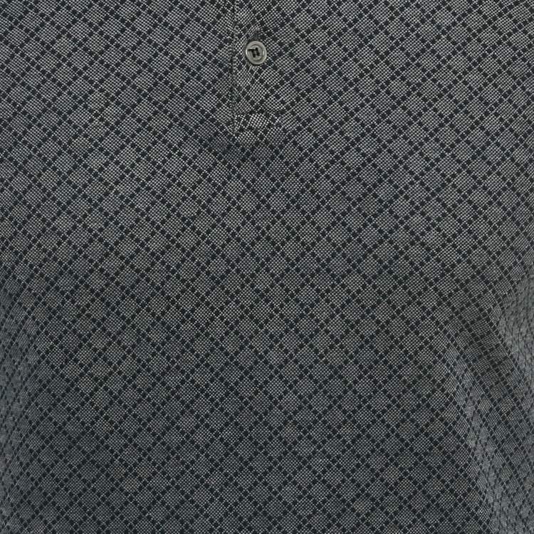 Pre Owned Gucci Navy Blue Icon Diamante Monogram Cotton Polo T-Shirt S