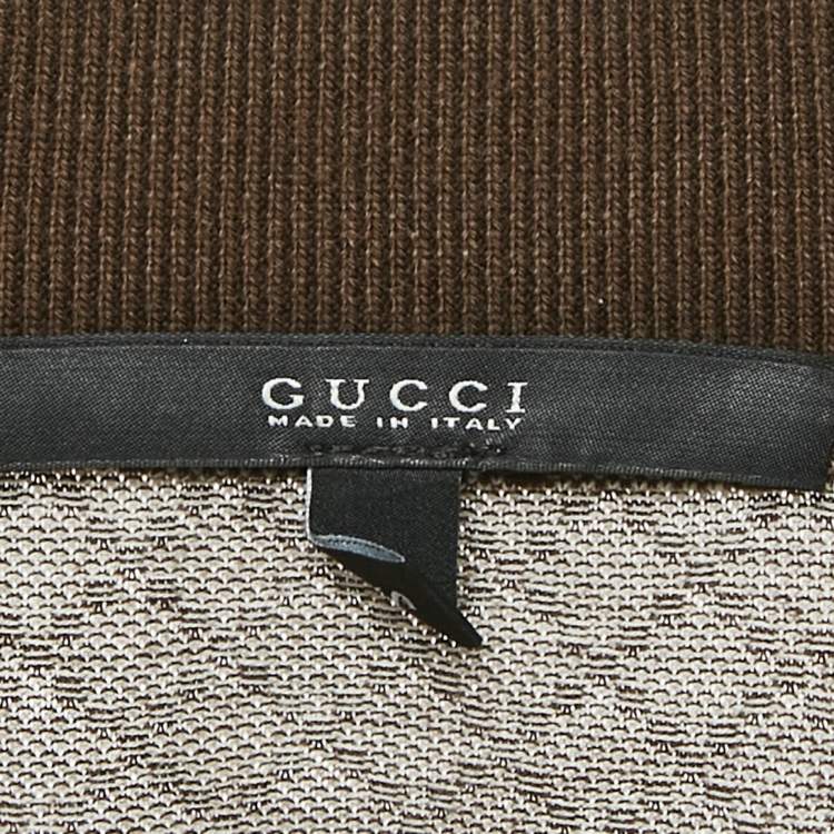 مملوكة مسبقًا Gucci Brown Jacquard Knit Polo T-Shirt S