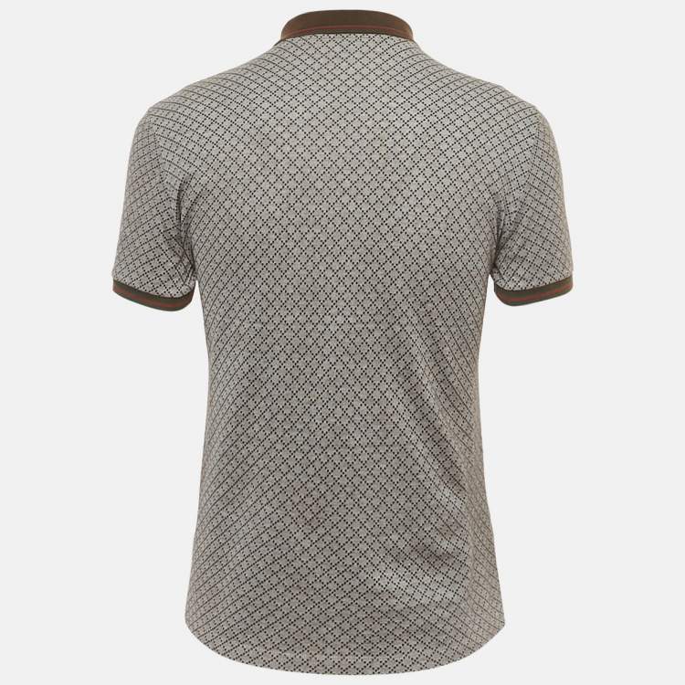 مملوكة مسبقًا Gucci Brown Jacquard Knit Polo T-Shirt S