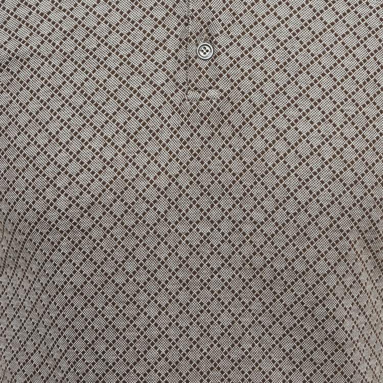 مملوكة مسبقًا Gucci Brown Jacquard Knit Polo T-Shirt S