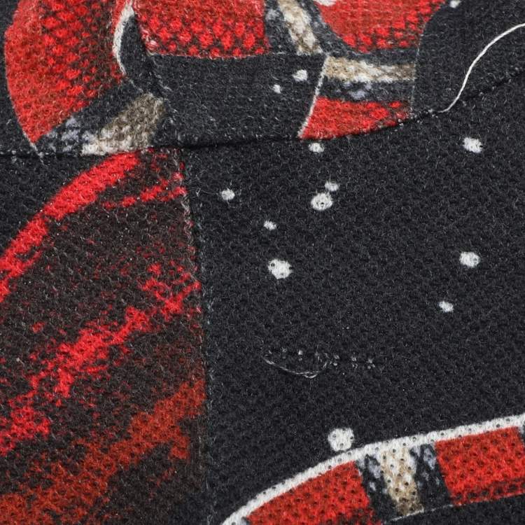 Pre Owned Gucci Navy Blue Space and Snake Printed Cotton Polo T-Shirt M