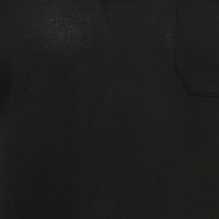 Pre Owned Gucci Black Pique Web Collar Polo T-Shirt M