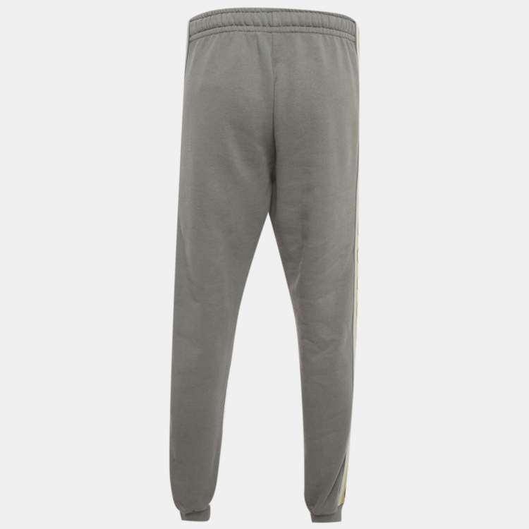 Pre Owned Gucci Grey GG Side Stripe Cotton Joggers S