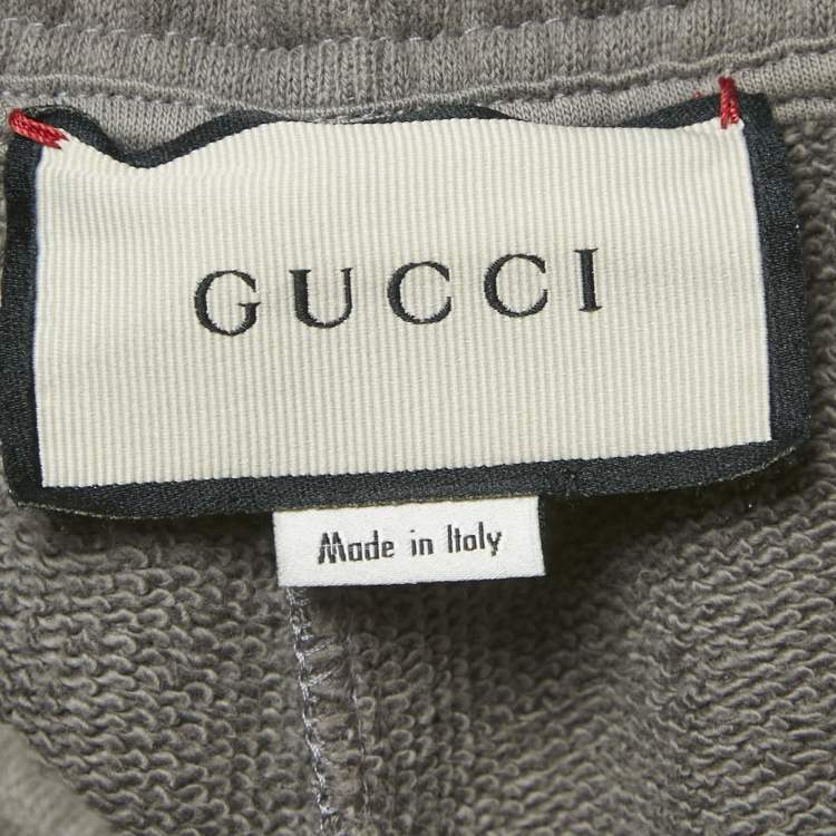 Pre Owned Gucci Grey GG Side Stripe Cotton Joggers S