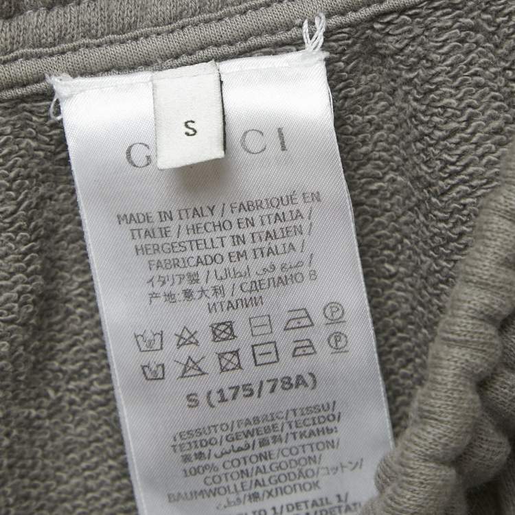 Pre Owned Gucci Grey GG Side Stripe Cotton Joggers S