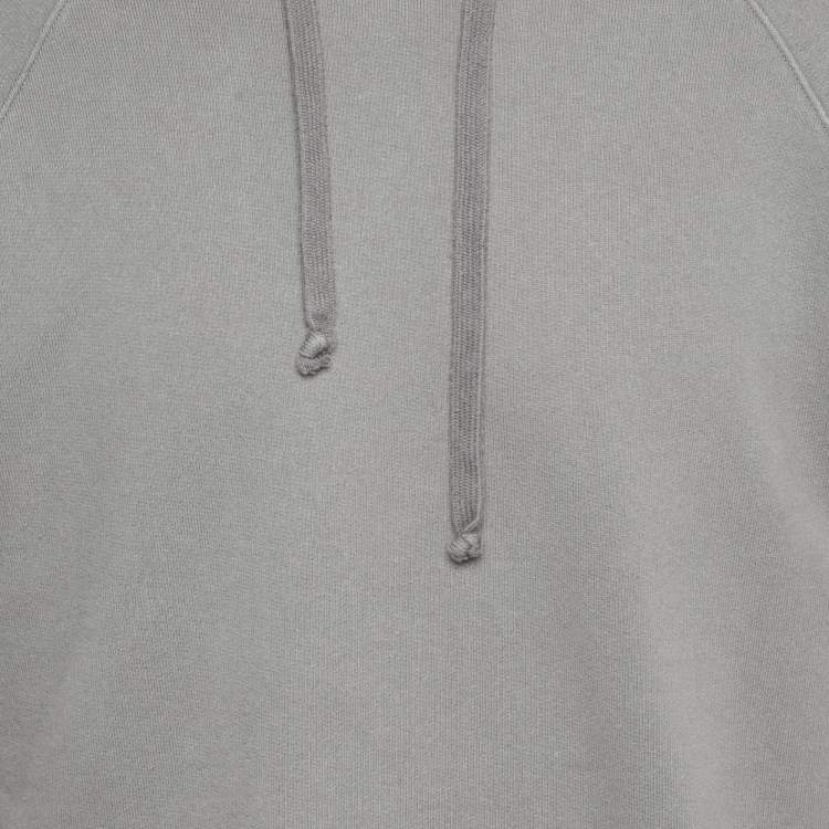 Pre Owned Gucci Grey GG Band Trim Cotton Hoodie L