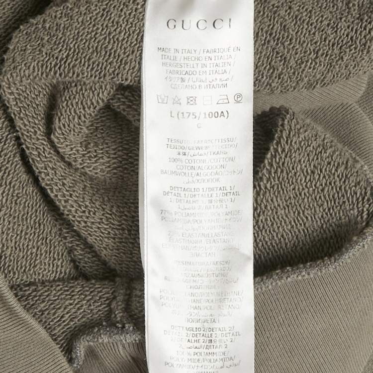 Pre Owned Gucci Grey GG Band Trim Cotton Hoodie L