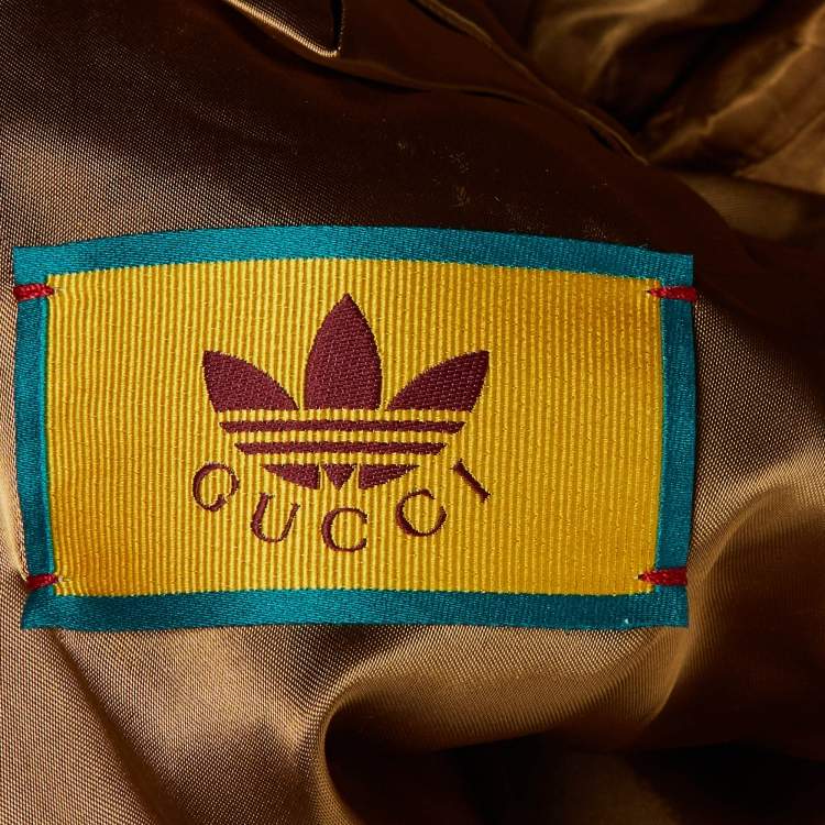 Pre Owned Gucci X Adidas Orange GG Trefoil Cotton Belted Jacket S
