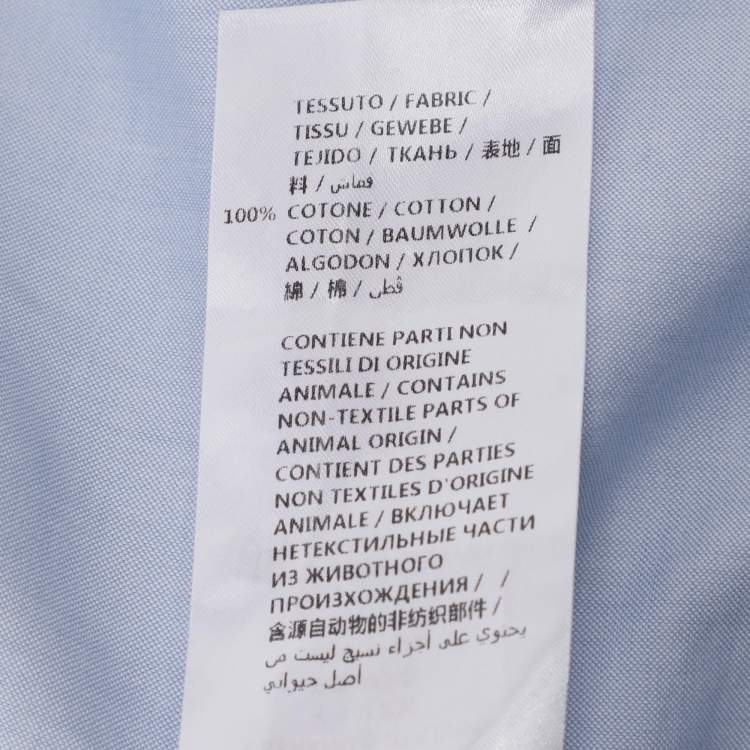 Pre Owned Gucci Blue Snake Embroidered Collar Cotton Duke Shirt M