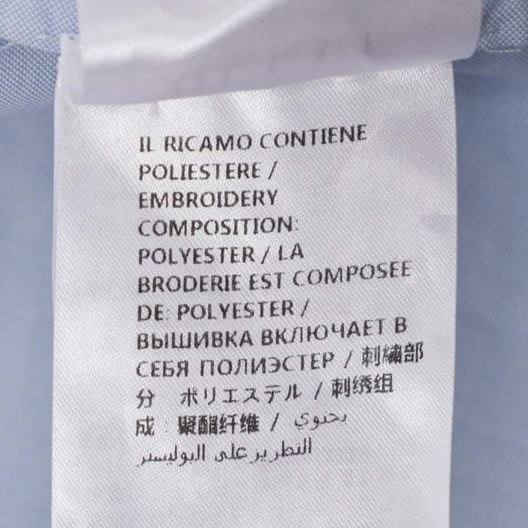 Pre Owned Gucci Blue Snake Embroidered Collar Cotton Duke Shirt M