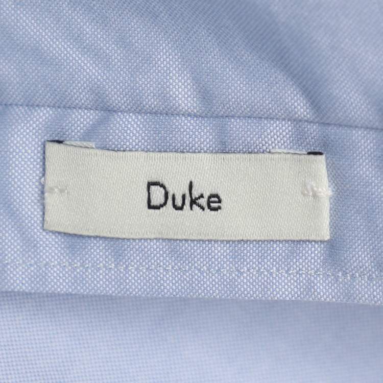 Pre Owned Gucci Blue Snake Embroidered Collar Cotton Duke Shirt M