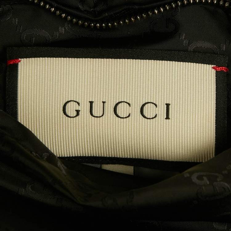 Pre Owned Gucci Black Monogram Nylon Reversible Jacket L