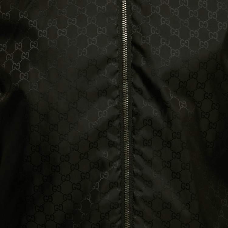 Pre Owned Gucci Black Monogram Nylon Reversible Jacket L
