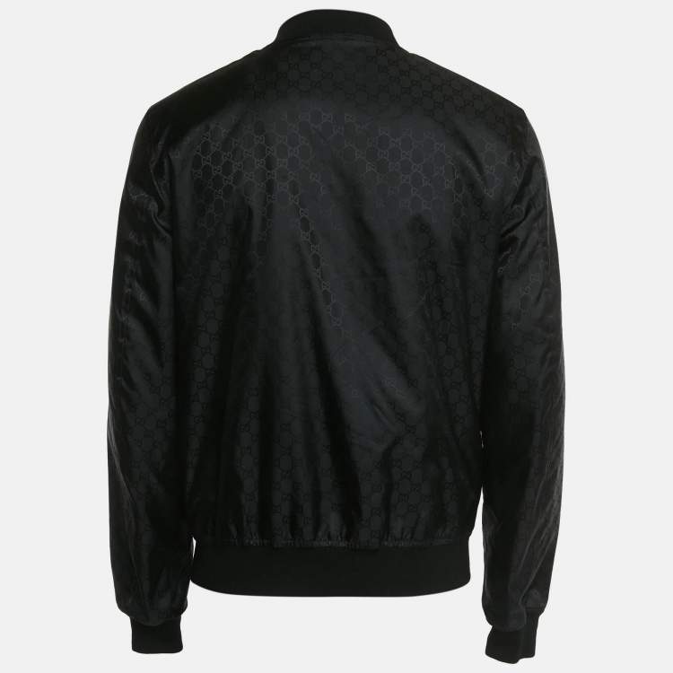 Pre Owned Gucci Black Monogram Nylon Reversible Jacket L