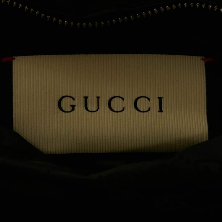 Pre Owned Gucci Black Monogram Nylon Reversible Jacket L