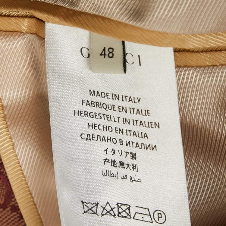 Pre Owned Gucci Burgundy Guccissima Jacquard Button Front Blazer M