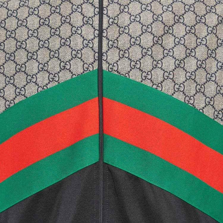 Pre Owned Gucci Blue GG Print Nylon and Jersey Web Trim Jacket XS