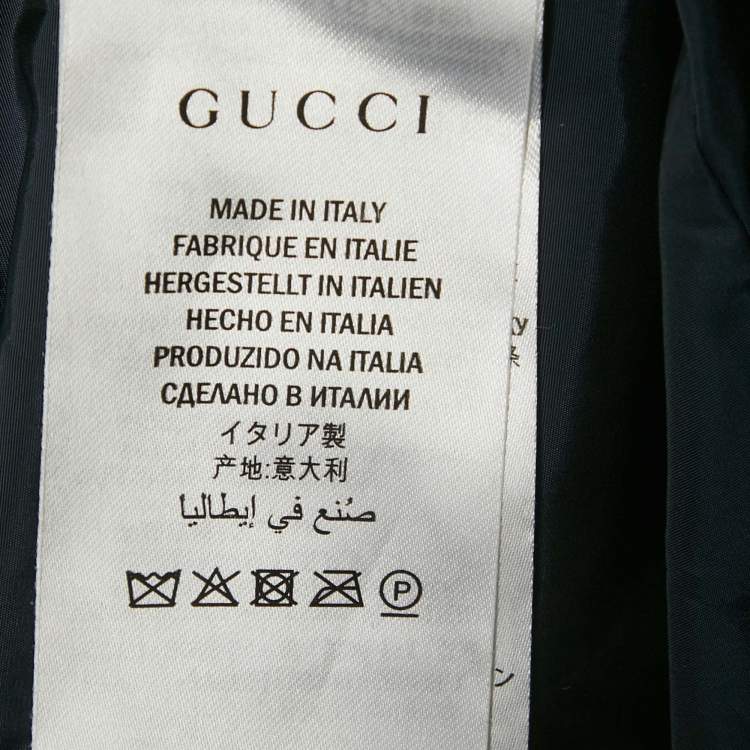 Pre Owned Gucci Blue GG Print Nylon and Jersey Web Trim Jacket XS
