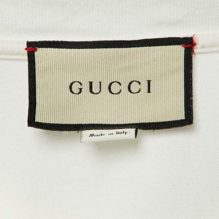 مملوكة مسبقًا Gucci White Original Logo Print Cotton Oversize T-Shirt M