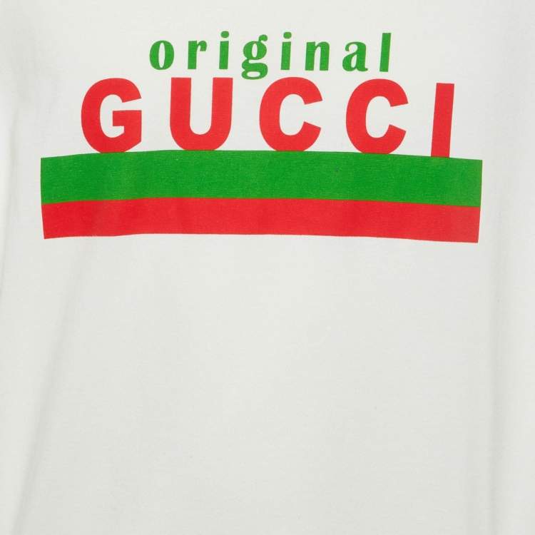 مملوكة مسبقًا Gucci White Original Logo Print Cotton Oversize T-Shirt M