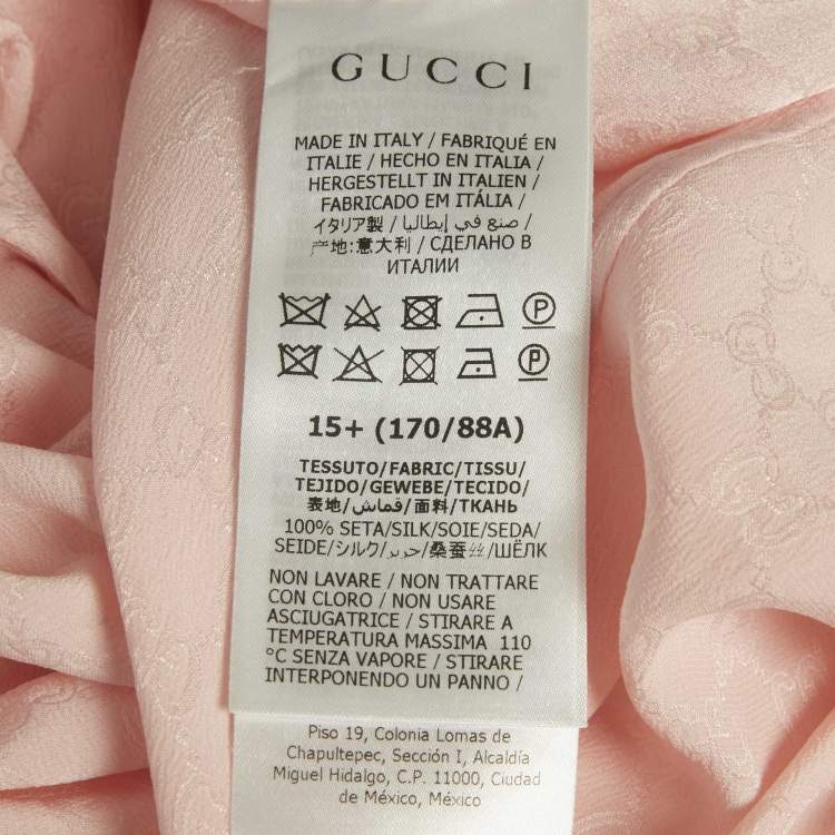 Pre Owned قميص غوتشي حرير جاكار GG وردي أكمام طويلة وسط