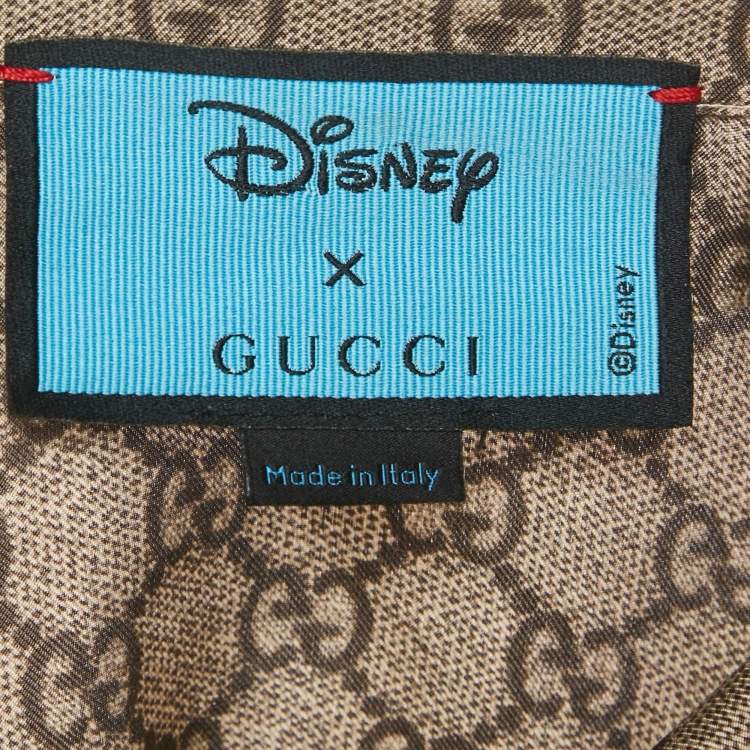 مملوكة مسبقًا قميص غوتشي إكس ديزني حرير بني GG بطبعة دونالد داك "فلاش" لعبة البولينج مقاس صغير