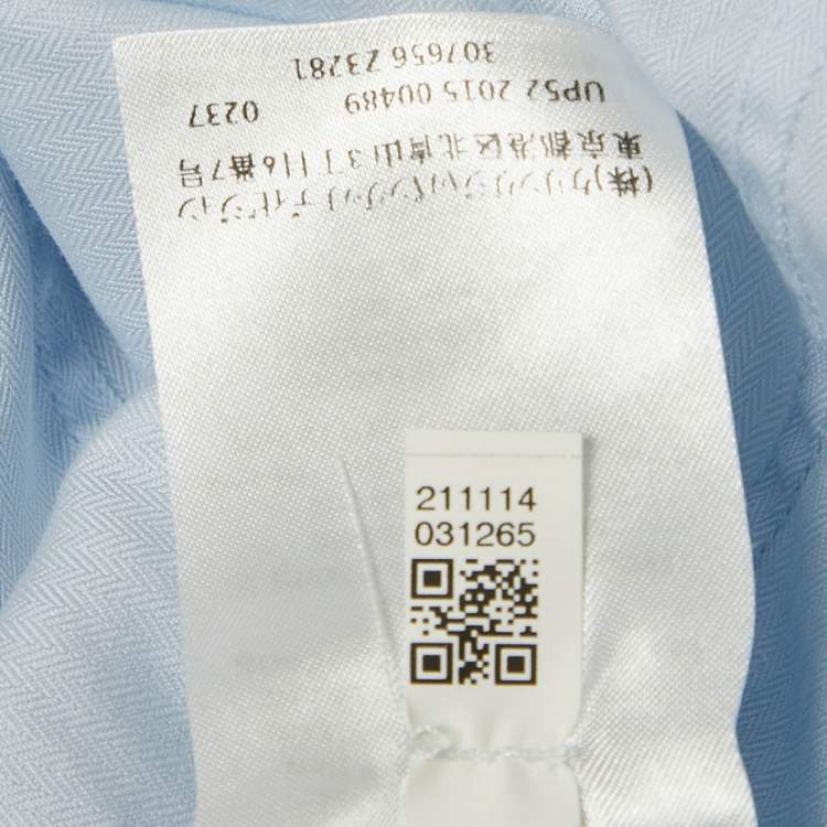 Pre Owned قميص غوتشي هيرينغبون قطني بأكمام طويلة أزرق بمقاس كبير - لارج