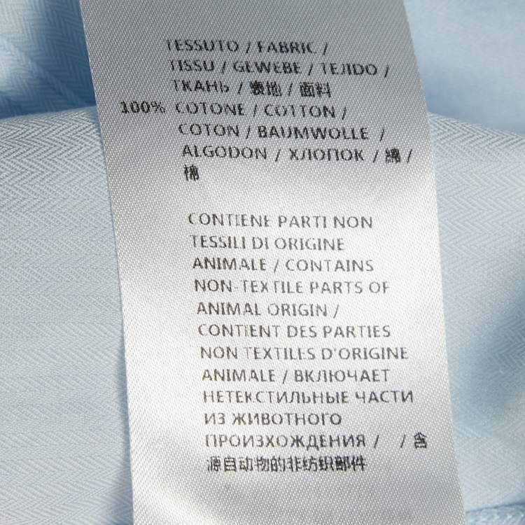 Pre Owned قميص غوتشي هيرينغبون قطني بأكمام طويلة أزرق بمقاس كبير - لارج