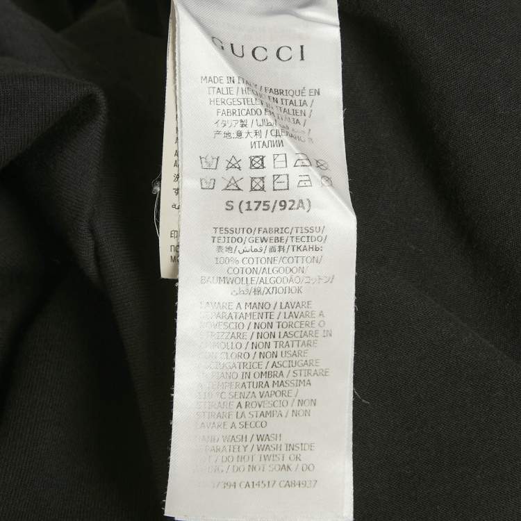 Pre Owned Gucci Black Logo Print Cotton Crewneck T-Shirt S
