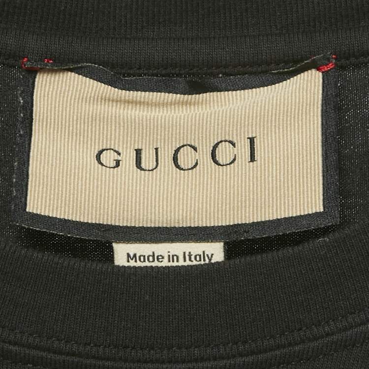 Pre Owned Gucci Black Logo Print Cotton Crewneck T-Shirt S