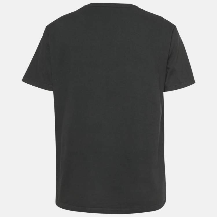 Pre Owned Gucci Black Logo Print Cotton Crewneck T-Shirt S