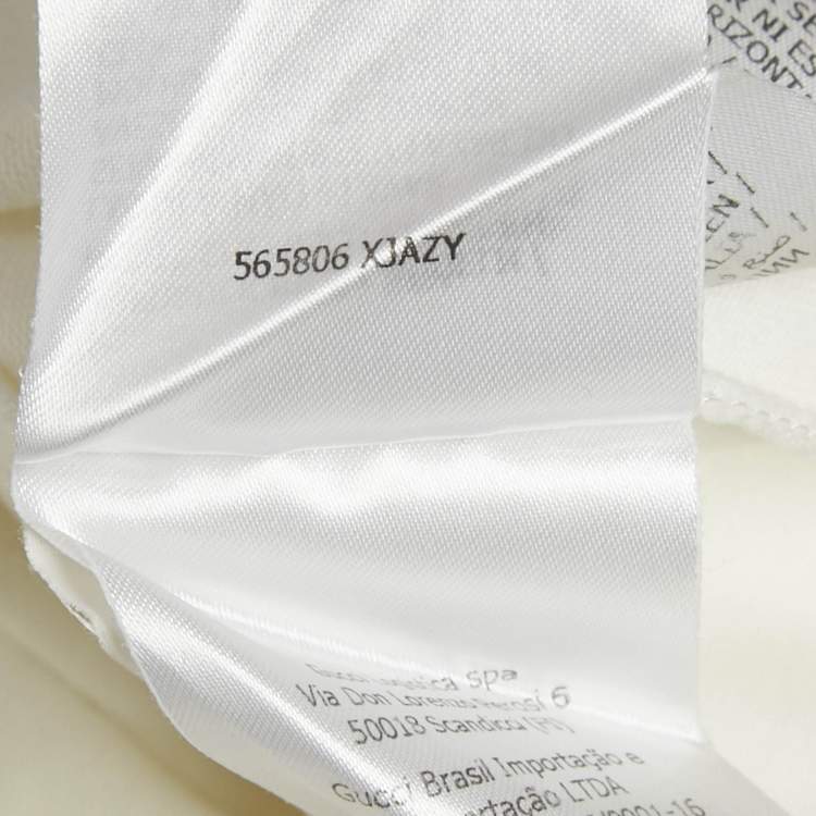 Pre Owned Gucci White Logo Print Cotton Jersey Crewneck T-Shirt S