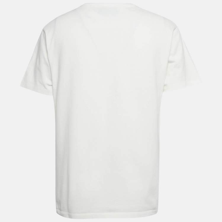 Pre Owned Gucci White Logo Print Cotton Jersey Crewneck T-Shirt S