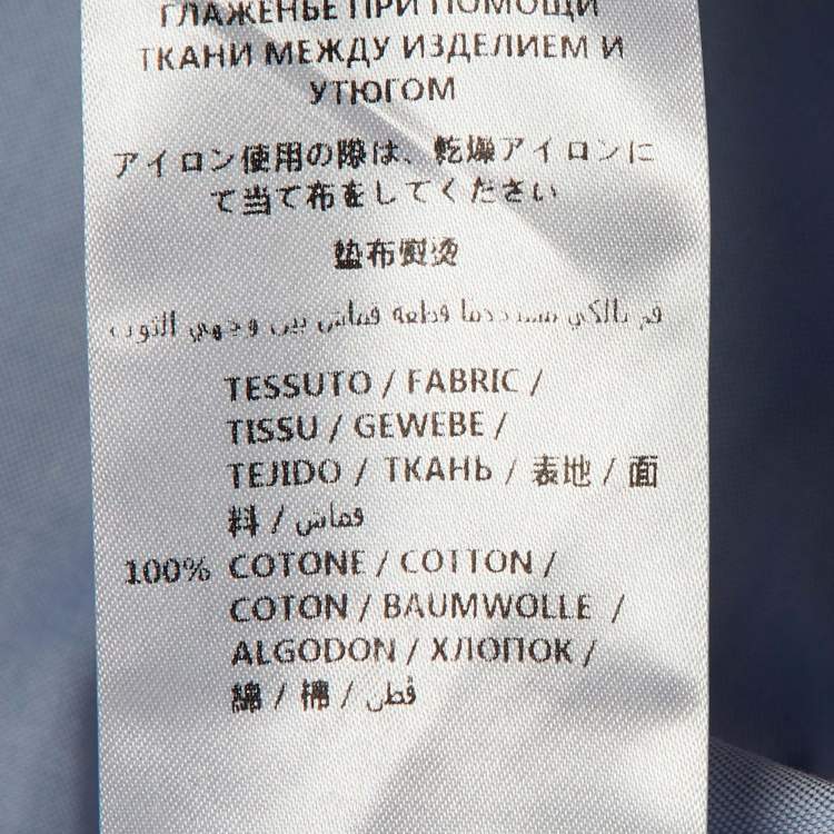 Pre Owned Gucci Blue Chambray Cotton Embroidered Collar Button Down Shirt M