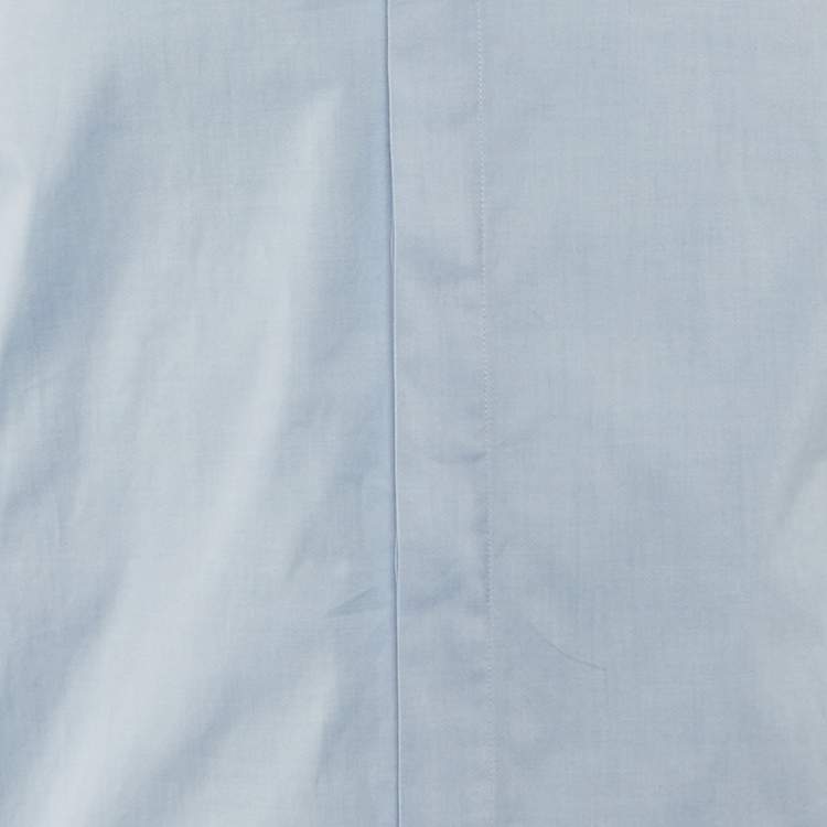 Pre Owned Gucci Blue Chambray Cotton Embroidered Collar Button Down Shirt M